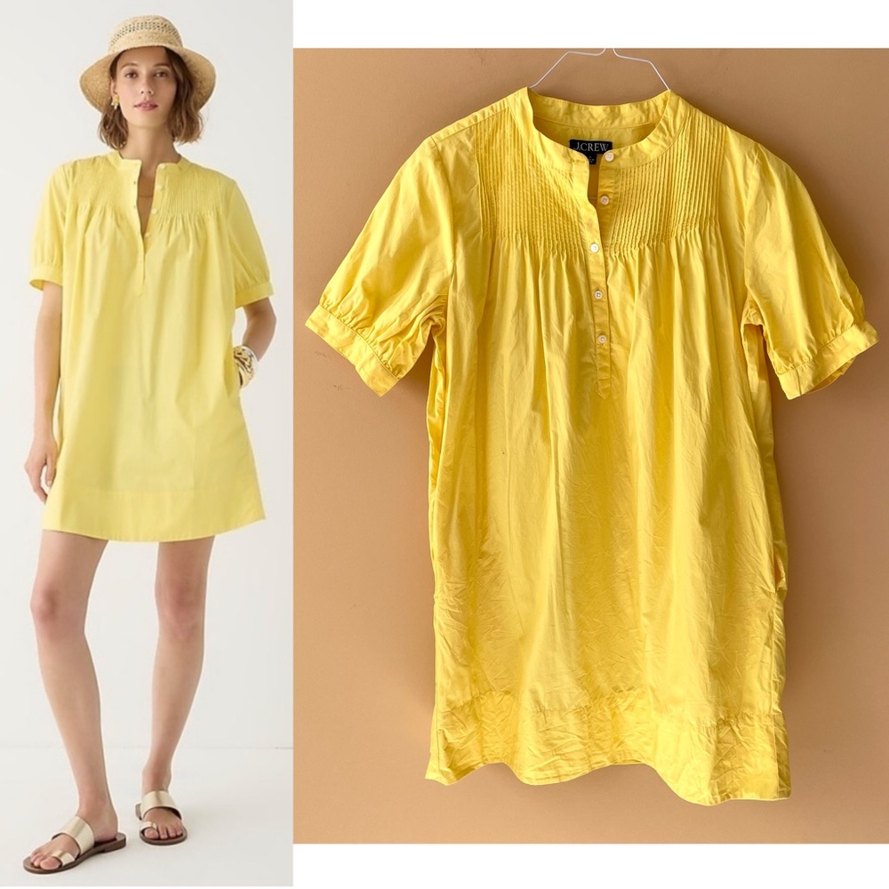 J.CREW Short-sleeve mini shirtdress in cotton poplin Yellow BP881
